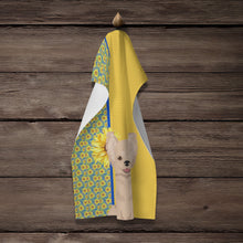 Load image into Gallery viewer, Summer Sunflowers Longhaired Cream Chihuahua Kitchen Towel