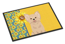 Load image into Gallery viewer, Summer Sunflowers Longhaired Cream Chihuahua Doormat - 18x27 Decorative Floor Mat – Indoor/Outdoor Rug with Artistic Flair