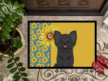 Load image into Gallery viewer, Summer Sunflowers Longhaired Black Chihuahua Doormat - 18x27 Decorative Floor Mat – Indoor/Outdoor Rug with Artistic Flair