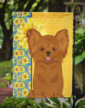 Load image into Gallery viewer, Summer Sunflowers Longhaired Red Chihuahua Garden Flag – Decorative Outdoor Yard Flag