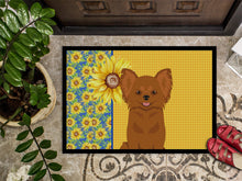 Load image into Gallery viewer, Summer Sunflowers Longhaired Red Chihuahua Doormat - 18x27 Decorative Floor Mat – Indoor/Outdoor Rug with Artistic Flair
