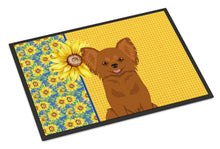 Load image into Gallery viewer, Summer Sunflowers Longhaired Red Chihuahua Doormat - 18x27 Decorative Floor Mat – Indoor/Outdoor Rug with Artistic Flair