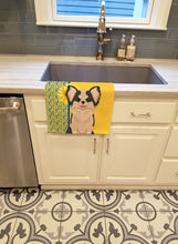Load image into Gallery viewer, Summer Sunflowers Longhaired Black and White #2 Chihuahua Kitchen Towel