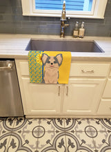 Load image into Gallery viewer, Summer Sunflowers Longhaired Blue and White Chihuahua Kitchen Towel