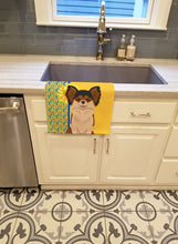 Load image into Gallery viewer, Summer Sunflowers Longhaired Black and Red Chihuahua Kitchen Towel