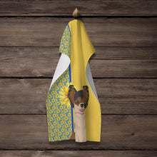 Load image into Gallery viewer, Summer Sunflowers Longhaired Black and Red Chihuahua Kitchen Towel