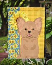 Load image into Gallery viewer, Summer Sunflowers Longhaired Gold Chihuahua Garden Flag – Decorative Outdoor Yard Flag