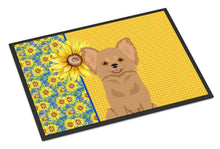 Load image into Gallery viewer, Summer Sunflowers Longhaired Gold Chihuahua Doormat - 18x27 Decorative Floor Mat – Indoor/Outdoor Rug with Artistic Flair