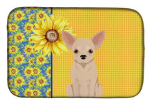 Load image into Gallery viewer, Summer Sunflowers Fawn Chihuahua Dish Drying Mat – Absorbent, Artistic Kitchen Essentials