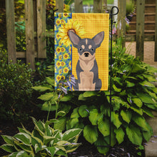 Load image into Gallery viewer, Summer Sunflowers Blue and White Chihuahua Garden Flag – Decorative Outdoor Yard Flag