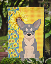 Load image into Gallery viewer, Summer Sunflowers Blue and White Chihuahua Garden Flag – Decorative Outdoor Yard Flag