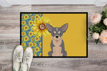 Load image into Gallery viewer, Summer Sunflowers Blue and White Chihuahua Doormat - 24x36 Decorative Floor Mat – Indoor/Outdoor Rug with Artistic Flair