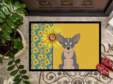 Load image into Gallery viewer, Summer Sunflowers Blue and White Chihuahua Doormat - 18x27 Decorative Floor Mat – Indoor/Outdoor Rug with Artistic Flair