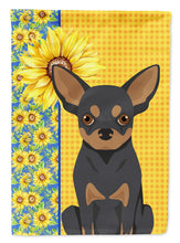 Load image into Gallery viewer, Summer Sunflowers Black and Tan Chihuahua Garden Flag – Decorative Outdoor Yard Flag