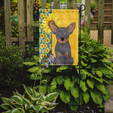 Load image into Gallery viewer, Summer Sunflowers Blue and Tan Chihuahua Garden Flag – Decorative Outdoor Yard Flag