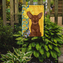 Load image into Gallery viewer, Summer Sunflowers Chocolate and Tan Chihuahua Garden Flag – Decorative Outdoor Yard Flag