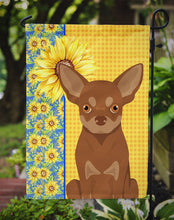 Load image into Gallery viewer, Summer Sunflowers Chocolate and Tan Chihuahua Garden Flag – Decorative Outdoor Yard Flag