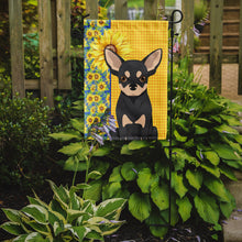 Load image into Gallery viewer, Summer Sunflowers Black and Cream Chihuahua Garden Flag – Decorative Outdoor Yard Flag