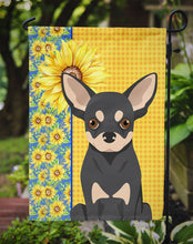 Load image into Gallery viewer, Summer Sunflowers Black and Cream Chihuahua Garden Flag – Decorative Outdoor Yard Flag