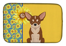 Load image into Gallery viewer, Summer Sunflowers Red and White Chihuahua Dish Drying Mat – Absorbent, Artistic Kitchen Essentials