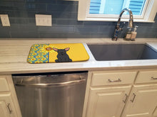 Load image into Gallery viewer, Summer Sunflowers Black Chihuahua Dish Drying Mat – Absorbent, Artistic Kitchen Essentials