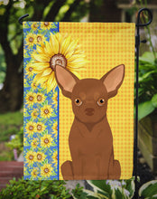 Load image into Gallery viewer, Summer Sunflowers Chocolate Chihuahua Garden Flag – Decorative Outdoor Yard Flag