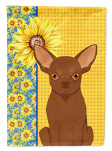 Load image into Gallery viewer, Summer Sunflowers Chocolate Chihuahua Garden Flag – Decorative Outdoor Yard Flag