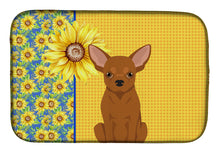 Load image into Gallery viewer, Summer Sunflowers Red Chihuahua Dish Drying Mat – Absorbent, Artistic Kitchen Essentials