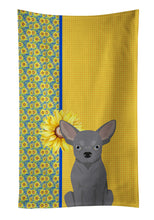 Load image into Gallery viewer, Summer Sunflowers Blue Chihuahua Kitchen Towel
