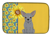 Load image into Gallery viewer, Summer Sunflowers Silver Chihuahua Dish Drying Mat – Absorbent, Artistic Kitchen Essentials