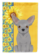 Load image into Gallery viewer, Summer Sunflowers Silver Chihuahua Garden Flag – Decorative Outdoor Yard Flag