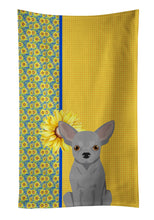 Load image into Gallery viewer, Summer Sunflowers Silver Chihuahua Kitchen Towel