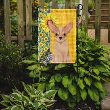 Load image into Gallery viewer, Summer Sunflowers Fawn and White Chihuahua Garden Flag – Decorative Outdoor Yard Flag