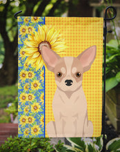 Load image into Gallery viewer, Summer Sunflowers Fawn and White Chihuahua Garden Flag – Decorative Outdoor Yard Flag
