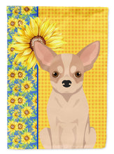 Load image into Gallery viewer, Summer Sunflowers Fawn and White Chihuahua Garden Flag – Decorative Outdoor Yard Flag