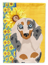 Load image into Gallery viewer, Summer Sunflowers Longhair Cream Dapple Dachshund Garden Flag – Decorative Outdoor Yard Flag