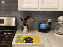 Load image into Gallery viewer, Summer Sunflowers Longhair Black and Cream Dachshund Glass Cutting Boards – Durable, Decorative Kitchen Art Large