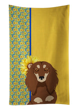 Load image into Gallery viewer, Summer Sunflowers Longhair Chocolate and Cream Dachshund Kitchen Towel