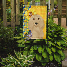 Load image into Gallery viewer, Summer Sunflowers Longhair Cream Dachshund Garden Flag – Decorative Outdoor Yard Flag