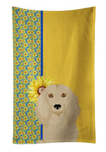 Load image into Gallery viewer, Summer Sunflowers Longhair Cream Dachshund Kitchen Towel