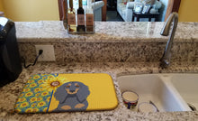 Load image into Gallery viewer, Summer Sunflowers Longhair Blue and Tan Dachshund Dish Drying Mat – Absorbent, Artistic Kitchen Essentials