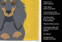 Load image into Gallery viewer, Summer Sunflowers Longhair Blue and Tan Dachshund Kitchen Towel