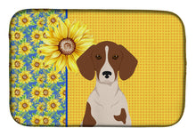 Load image into Gallery viewer, Summer Sunflowers Red Piebald Dachshund Dish Drying Mat – Absorbent, Artistic Kitchen Essentials