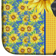 Load image into Gallery viewer, Summer Sunflowers Black Dapple Dachshund Dish Drying Mat – Absorbent, Artistic Kitchen Essentials