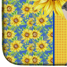 Load image into Gallery viewer, Summer Sunflowers Cream Dapple Dachshund Dish Drying Mat – Absorbent, Artistic Kitchen Essentials