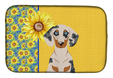 Load image into Gallery viewer, Summer Sunflowers Cream Dapple Dachshund Dish Drying Mat – Absorbent, Artistic Kitchen Essentials