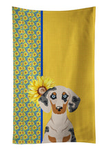 Load image into Gallery viewer, Summer Sunflowers Cream Dapple Dachshund Kitchen Towel