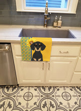 Load image into Gallery viewer, Summer Sunflowers Black and Cream Dachshund Kitchen Towel