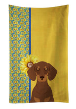 Load image into Gallery viewer, Summer Sunflowers Chocolate and Tan Dachshund Kitchen Towel