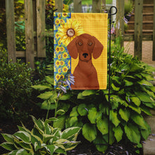 Load image into Gallery viewer, Summer Sunflowers Red Dachshund Garden Flag – Decorative Outdoor Yard Flag